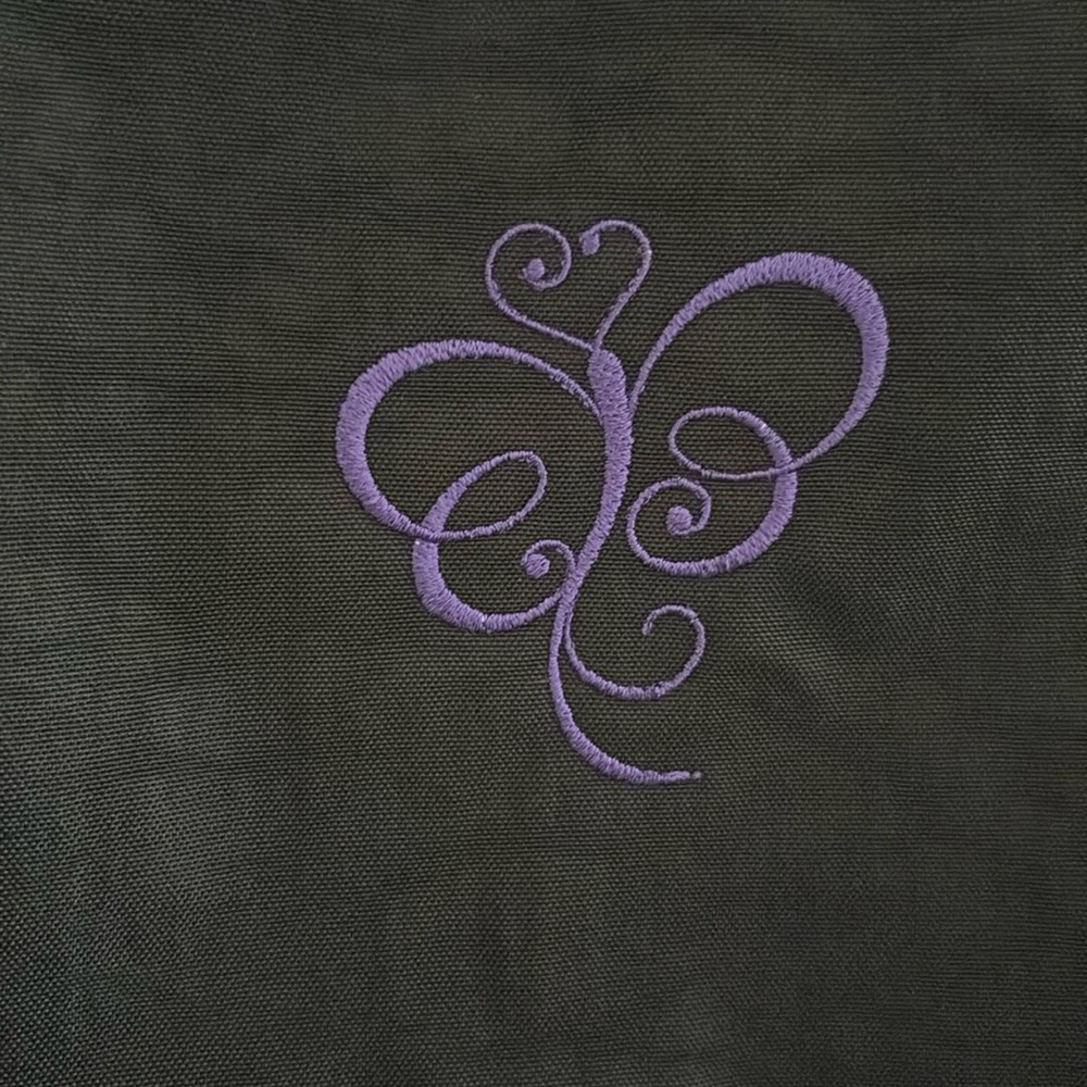 Kipling Black Backpack with embroidered purple butterfly - Picture 7 of 15